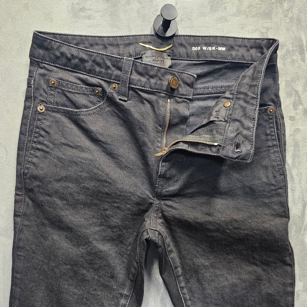 SAINT LAURENT PARIS D05 W/SK-MW Black Skinny Jeans Size 28 Made in Italy